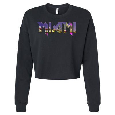 Miami Skyline Florida Vintage Pride Retro Cropped Pullover Crew