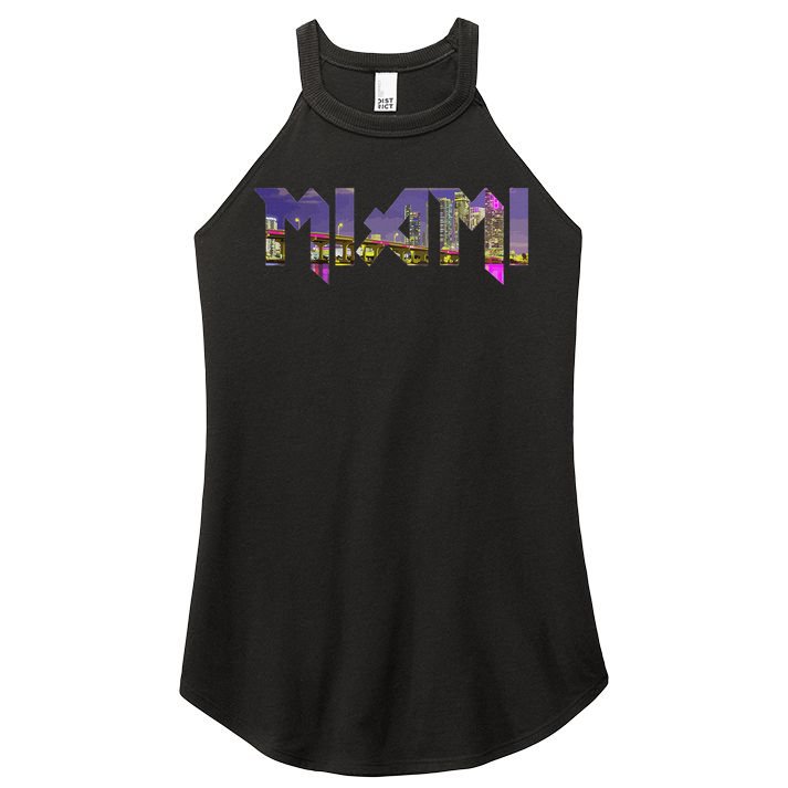 Miami Skyline Florida Vintage Pride Retro Women's Perfect Tri Rocker Tank