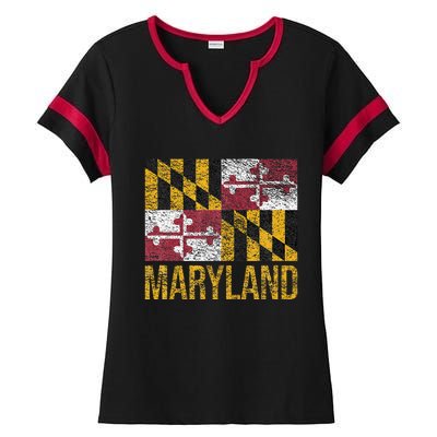 MARYLAND STATE FLAG ANNAPOLIS BALTIMORE CHESAPEAKE BAY Ladies Halftime Notch Neck Tee