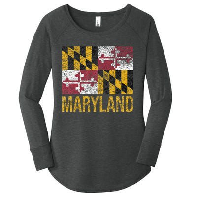 MARYLAND STATE FLAG ANNAPOLIS BALTIMORE CHESAPEAKE BAY Women's Perfect Tri Tunic Long Sleeve Shirt