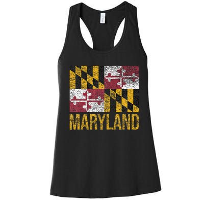 MARYLAND STATE FLAG ANNAPOLIS BALTIMORE CHESAPEAKE BAY Women's Racerback Tank