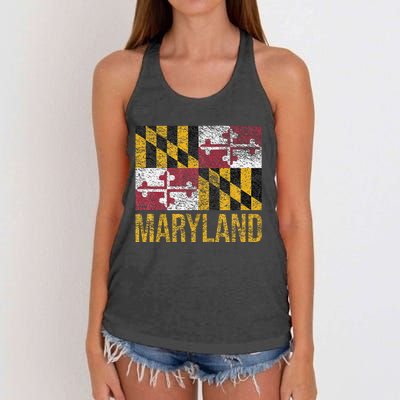 MARYLAND STATE FLAG ANNAPOLIS BALTIMORE CHESAPEAKE BAY Women's Knotted Racerback Tank