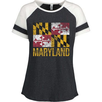 MARYLAND STATE FLAG ANNAPOLIS BALTIMORE CHESAPEAKE BAY Enza Ladies Jersey Colorblock Tee