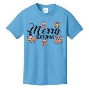 Merry Slothmas Funny Sloth Christmas Cute Animal Kingdom Gift Kids T-Shirt