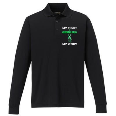 My Story Fight Against Cerebral Palsy Gift Performance Long Sleeve Polo