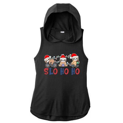 Merry Slothmas Funny Sloth Christmas Cute Animal Kingdom Gift Ladies PosiCharge Tri-Blend Wicking Draft Hoodie Tank