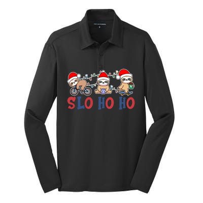 Merry Slothmas Funny Sloth Christmas Cute Animal Kingdom Gift Silk Touch Performance Long Sleeve Polo