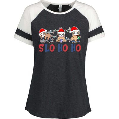 Merry Slothmas Funny Sloth Christmas Cute Animal Kingdom Gift Enza Ladies Jersey Colorblock Tee