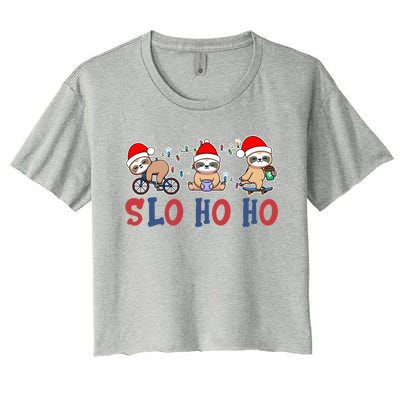 Merry Slothmas Funny Sloth Christmas Cute Animal Kingdom Gift Women's Crop Top Tee