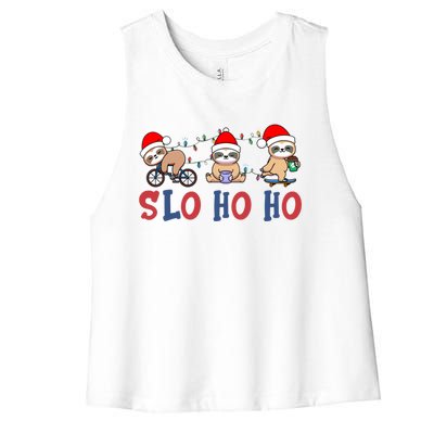 Merry Slothmas Funny Sloth Christmas Cute Animal Kingdom Gift Women's Racerback Cropped Tank