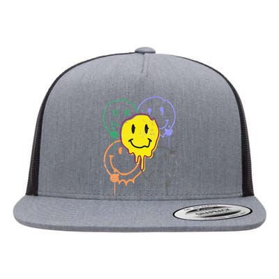 Melting Smile Face Smiling Melted Dripping Cute Happy Flat Bill Trucker Hat