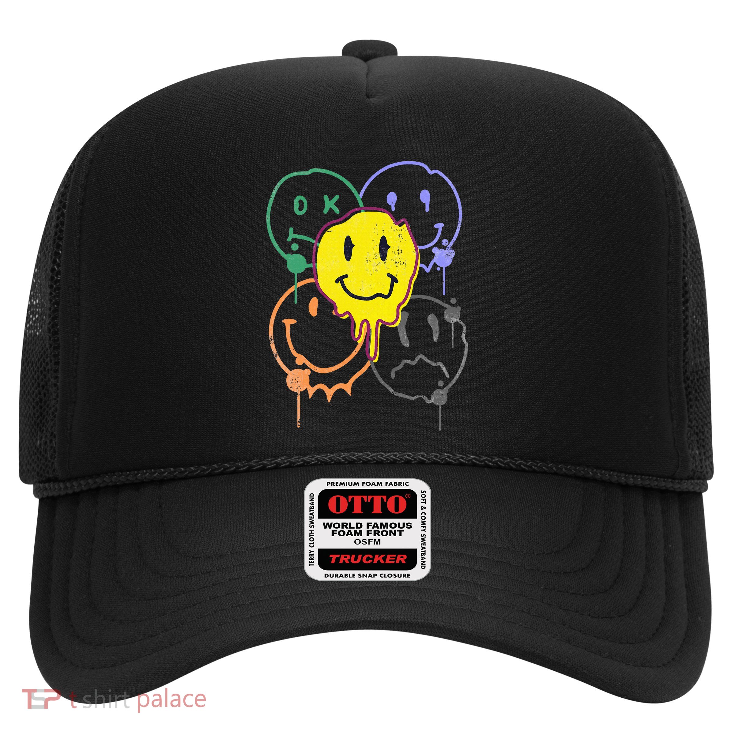 Melting Smile Face Smiling Melted Dripping Cute Happy Trucker Hat