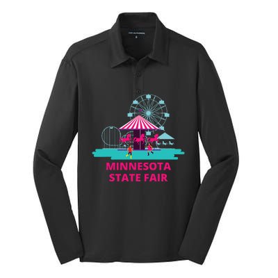 Minnesota State Fair Rollercoaster Ferris Wheel Amusement Silk Touch Performance Long Sleeve Polo