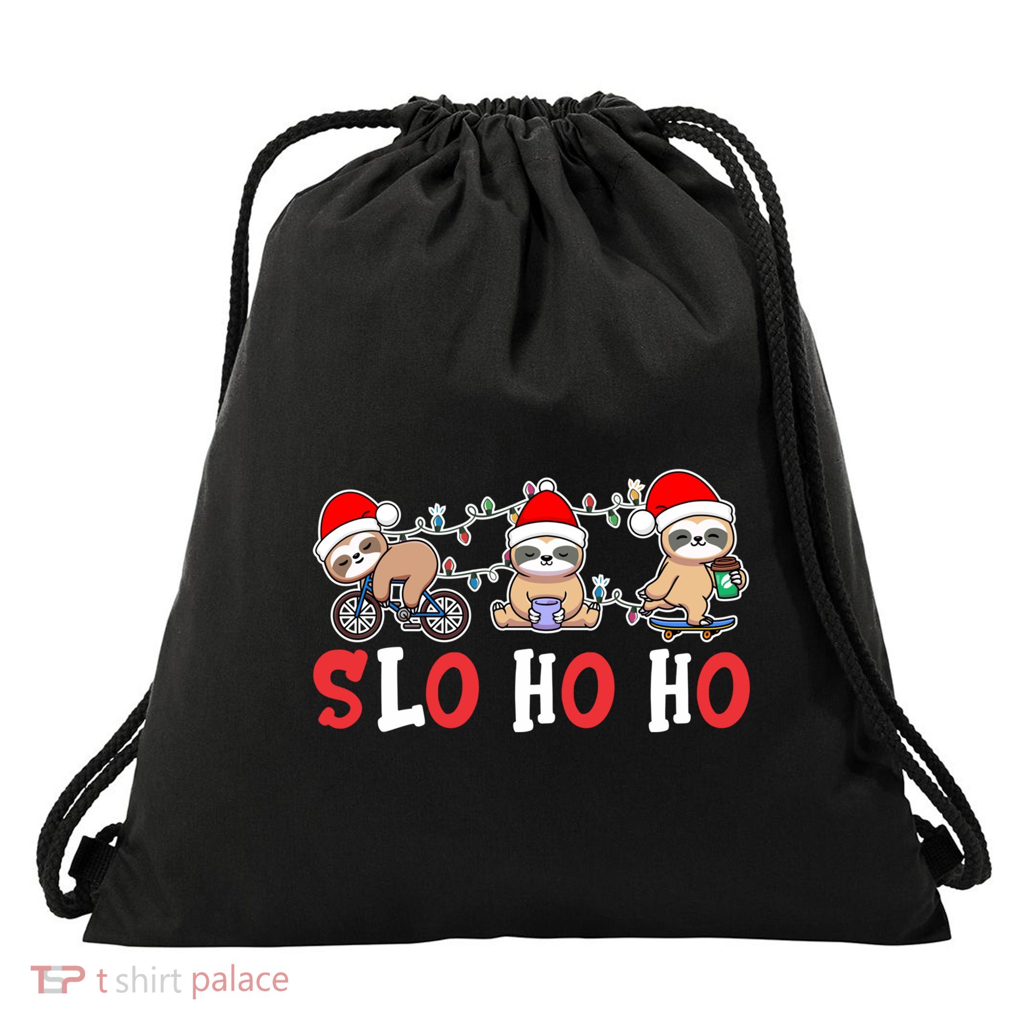 Merry Slothmas Funny Sloth Christmas Cute Animal Kingdom Gift Drawstring Bag