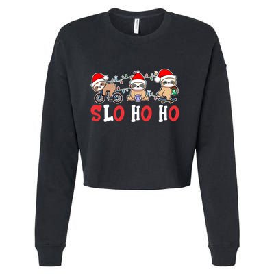 Merry Slothmas Funny Sloth Christmas Cute Animal Kingdom Gift Cropped Pullover Crew