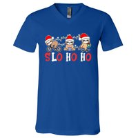 Merry Slothmas Funny Sloth Christmas Cute Animal Kingdom Gift V-Neck T-Shirt