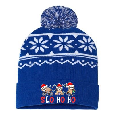 Merry Slothmas Funny Sloth Christmas Cute Animal Kingdom Gift USA-Made Snowflake Beanie