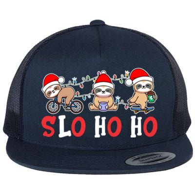 Merry Slothmas Funny Sloth Christmas Cute Animal Kingdom Gift Flat Bill Trucker Hat