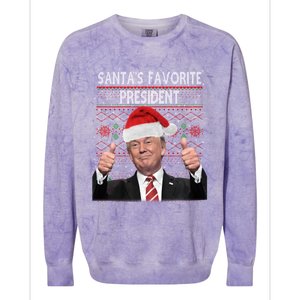 Maga SantaS Favorite President Funny Trump Xmas Pajamas Great Gift Colorblast Crewneck Sweatshirt