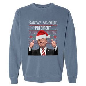 Maga SantaS Favorite President Funny Trump Xmas Pajamas Great Gift Garment-Dyed Sweatshirt