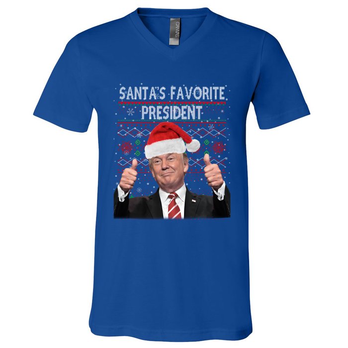 Maga SantaS Favorite President Funny Trump Xmas Pajamas Great Gift V-Neck T-Shirt