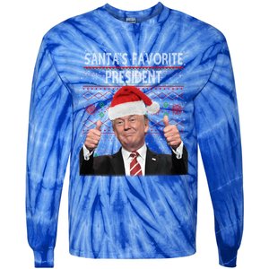 Maga SantaS Favorite President Funny Trump Xmas Pajamas Great Gift Tie-Dye Long Sleeve Shirt