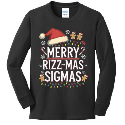 Merry Sigmas Funny Gen Alpha Xmas Santa Christmas Kids Long Sleeve Shirt