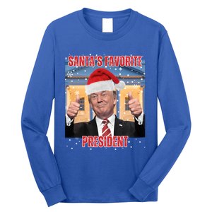 Maga SantaS Favorite President Funny Trump Xmas Pajamas Gift Long Sleeve Shirt