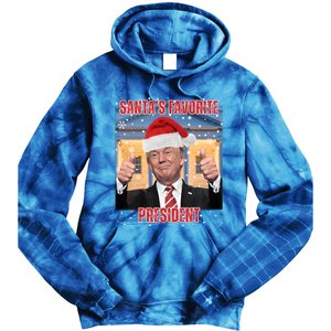 Maga SantaS Favorite President Funny Trump Xmas Pajamas Gift Tie Dye Hoodie