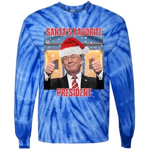 Maga SantaS Favorite President Funny Trump Xmas Pajamas Gift Tie-Dye Long Sleeve Shirt