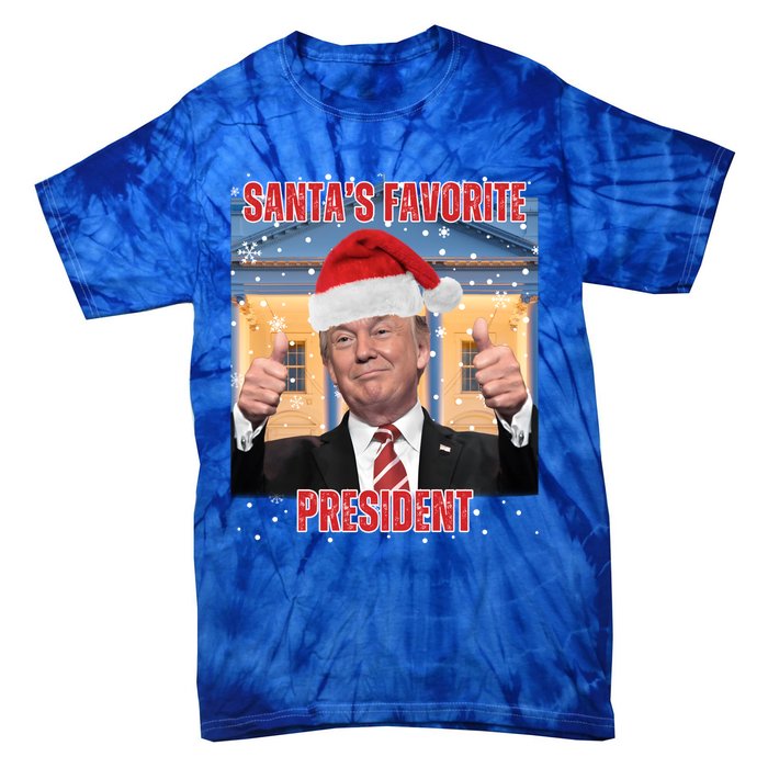 Maga SantaS Favorite President Funny Trump Xmas Pajamas Gift Tie-Dye T-Shirt