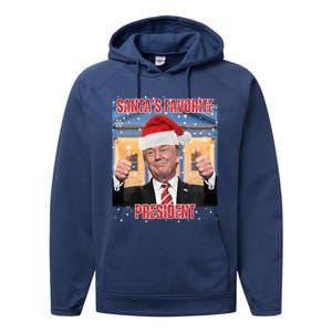 Maga SantaS Favorite President Funny Trump Xmas Pajamas Gift Performance Fleece Hoodie