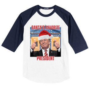 Maga SantaS Favorite President Funny Trump Xmas Pajamas Gift Baseball Sleeve Shirt