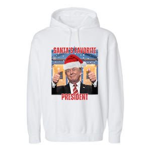 Maga SantaS Favorite President Funny Trump Xmas Pajamas Gift Garment-Dyed Fleece Hoodie