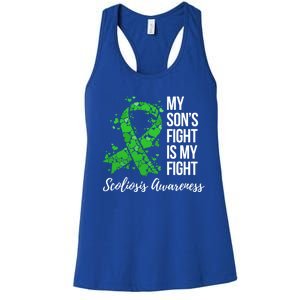 My Son’S Fight Is My Fight Scoliosis Awareness Meaningful Gift Women's Racerback Tank