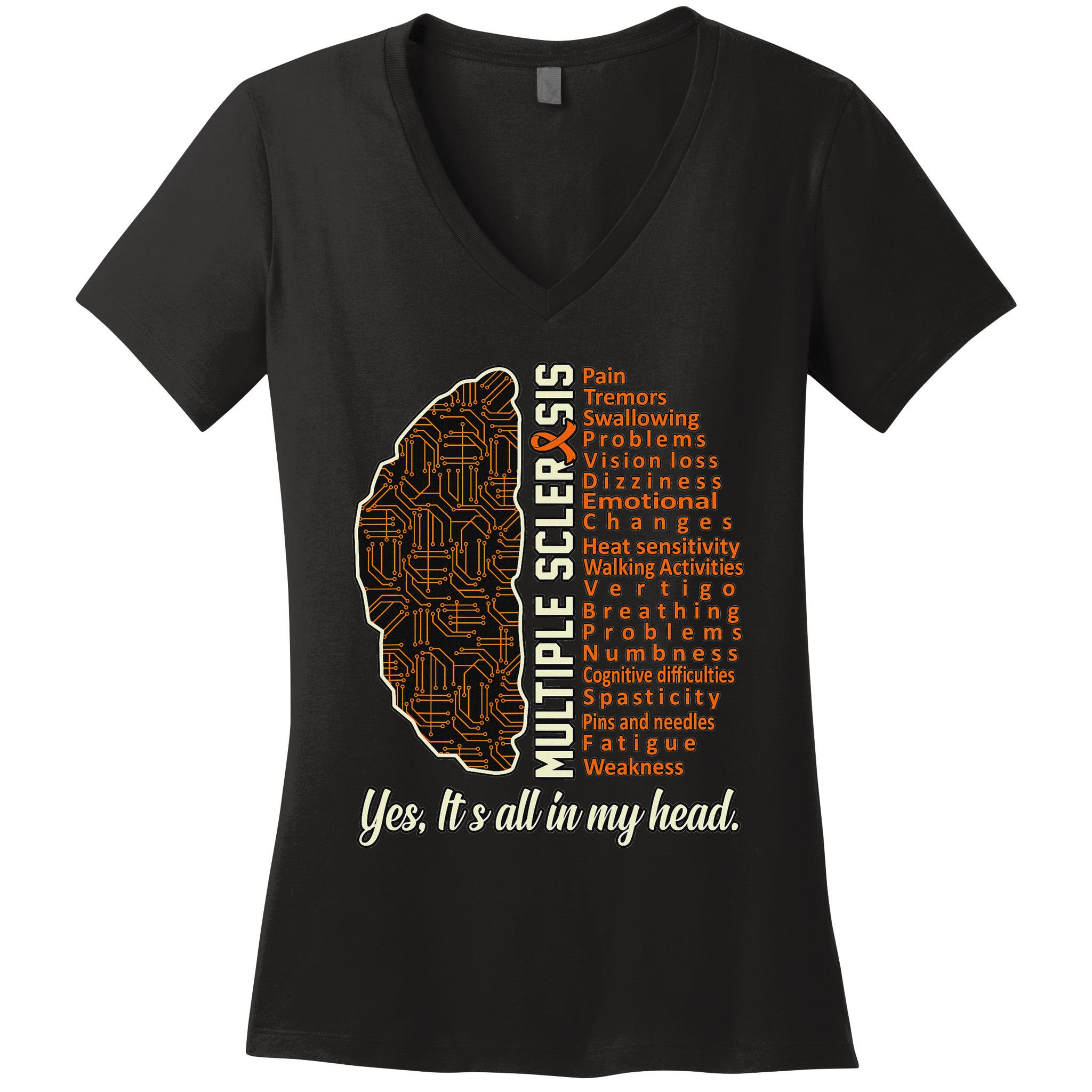 Multiple Sclerosis Facts Ms Awareness Support Graphic Women's V-Neck T-Shirt