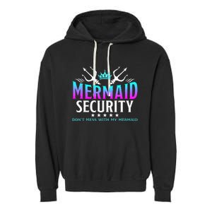 Mermaid Security Family Birthday Halloween Costume Garment-Dyed Fleece Hoodie