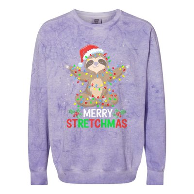 Merry Stretchmas Funny Sloth Yoga Christmas Tank Top Colorblast Crewneck Sweatshirt