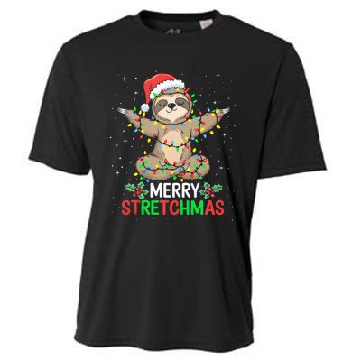 Merry Stretchmas Funny Sloth Yoga Christmas Tank Top Cooling Performance Crew T-Shirt