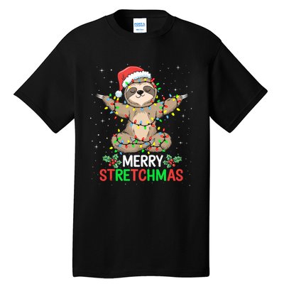 Merry Stretchmas Funny Sloth Yoga Christmas Tank Top Tall T-Shirt