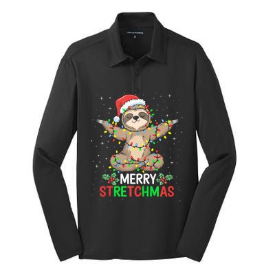 Merry Stretchmas Funny Sloth Yoga Christmas Tank Top Silk Touch Performance Long Sleeve Polo