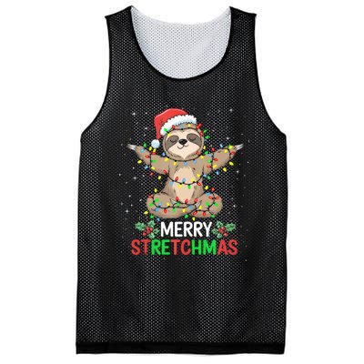 Merry Stretchmas Funny Sloth Yoga Christmas Tank Top Mesh Reversible Basketball Jersey Tank