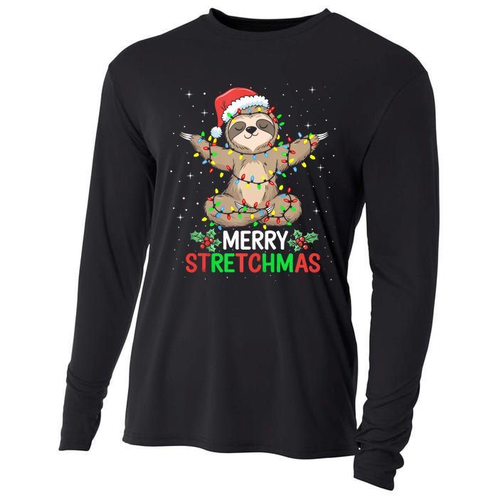 Merry Stretchmas Funny Sloth Yoga Christmas Tank Top Cooling Performance Long Sleeve Crew