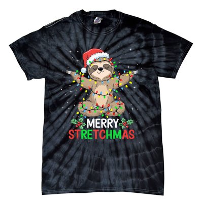 Merry Stretchmas Funny Sloth Yoga Christmas Tank Top Tie-Dye T-Shirt