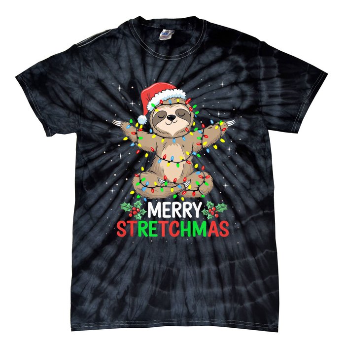 Merry Stretchmas Funny Sloth Yoga Christmas Tank Top Tie-Dye T-Shirt