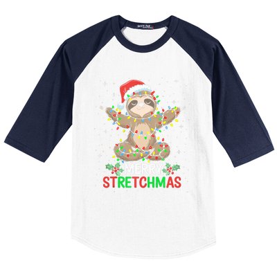 Merry Stretchmas Funny Sloth Yoga Christmas Tank Top Baseball Sleeve Shirt