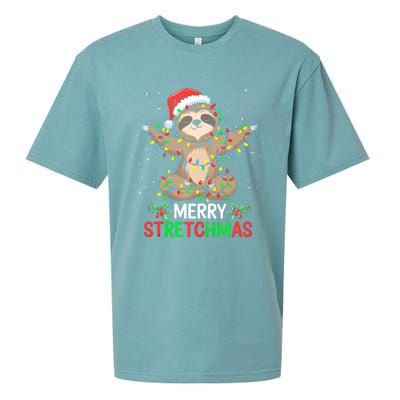 Merry Stretchmas Funny Sloth Yoga Christmas Tank Top Sueded Cloud Jersey T-Shirt