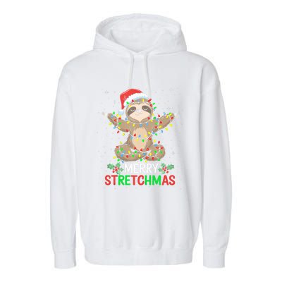 Merry Stretchmas Funny Sloth Yoga Christmas Tank Top Garment-Dyed Fleece Hoodie