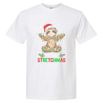 Merry Stretchmas Funny Sloth Yoga Christmas Tank Top Garment-Dyed Heavyweight T-Shirt