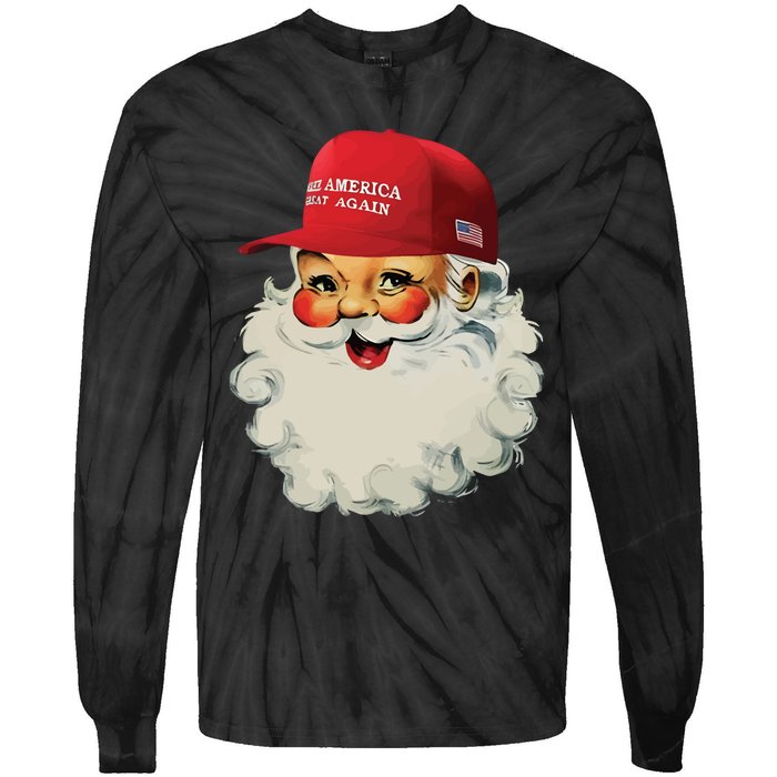 Maga Santa Funny Trump Christmas Tie-Dye Long Sleeve Shirt